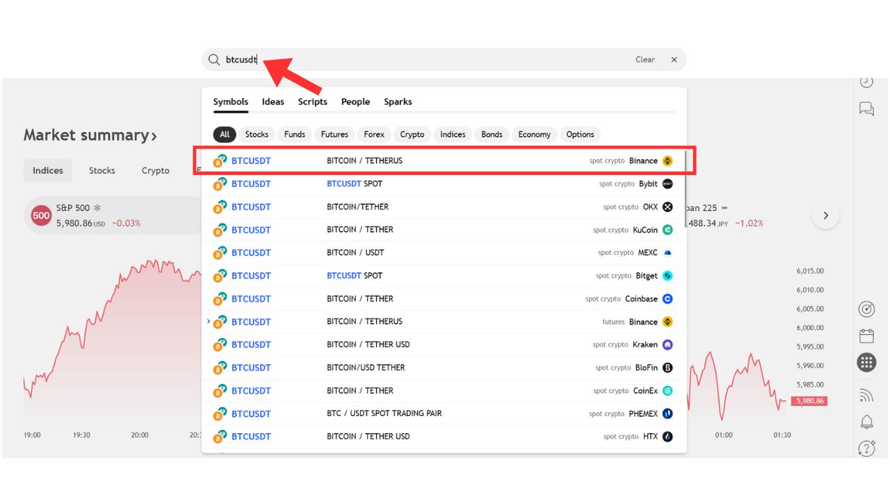 Add a heading (8) BTCUSDT Search Result on TradingView