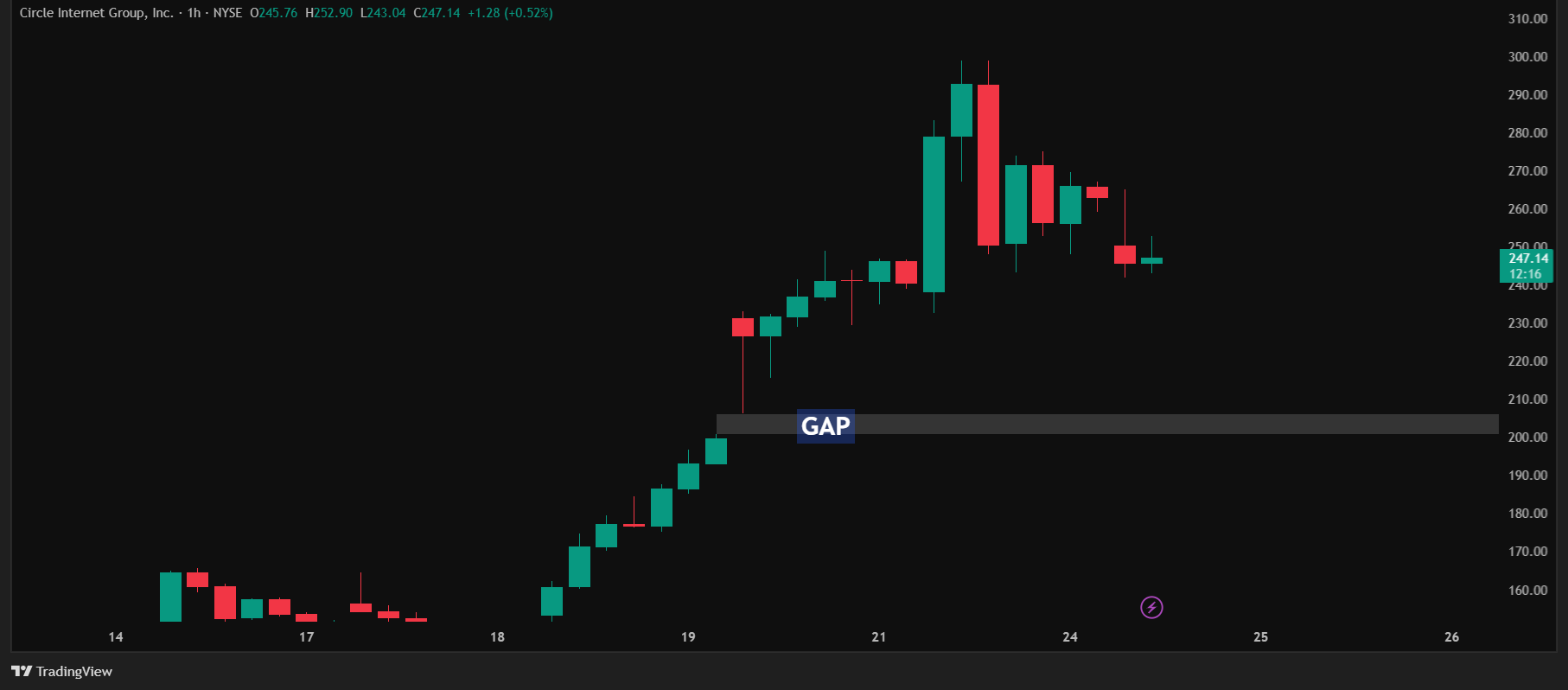 CRCL_2025-06-24_20-47-45 A gap in the candlestick chart of CRCL – Chart by TradingView