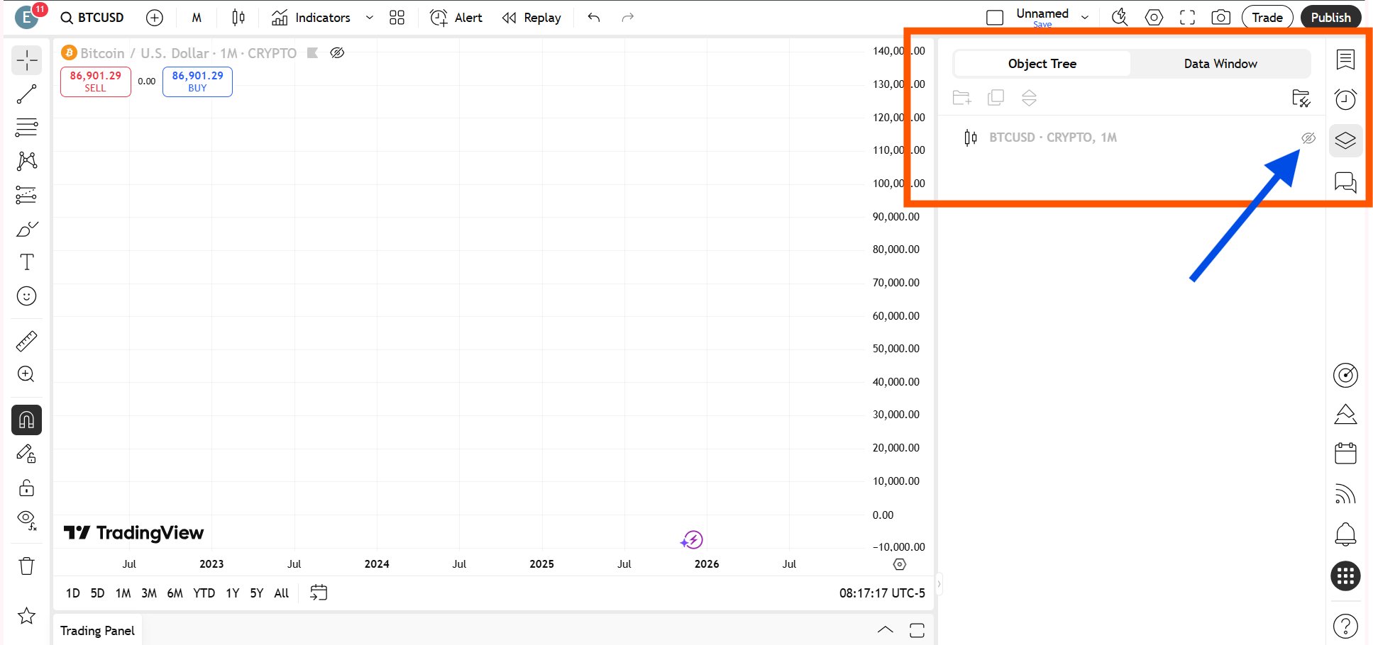 By opening the object tree or data window and turning visibility back on, you can immediately unhide candles on TradingView.